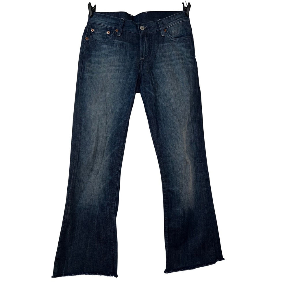 Lucky Brand Jazzy Sweet N Low Jeans Womens 27 Cropped‎ Flare Raw Hem Low Rise